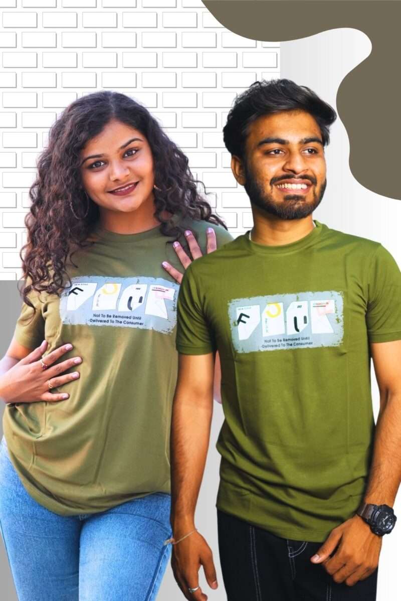 Olive Green Unisex Casual & Stylish Print T-Shirt brg-finery (6)